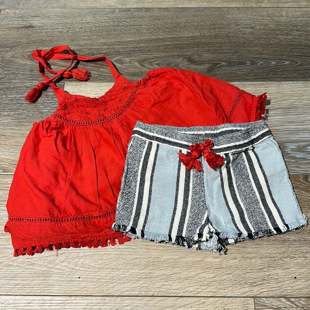 Girl Summer Short Set.  Red and Blue.
